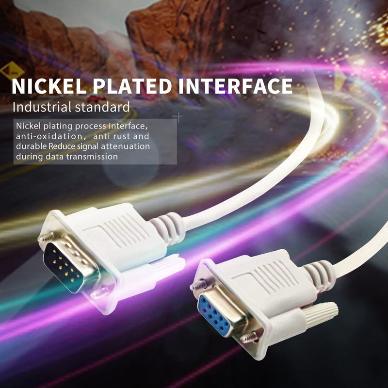 [Australia - AusPower] - DaFuRui 3Pack 8.2ft/2.5m RS232 Cable White DB9 RS232 Male to Female Serial Cable Straight Through Adapter Wire for Connect Various Serial Interface Devices 8.2ft 2.5m RS232 