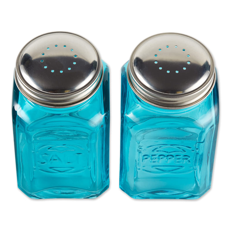 [Australia - AusPower] - RSVP International Retro Glass Salt & Pepper Shaker | Stainless Steel Lids |, 8 oz, Turquoise 