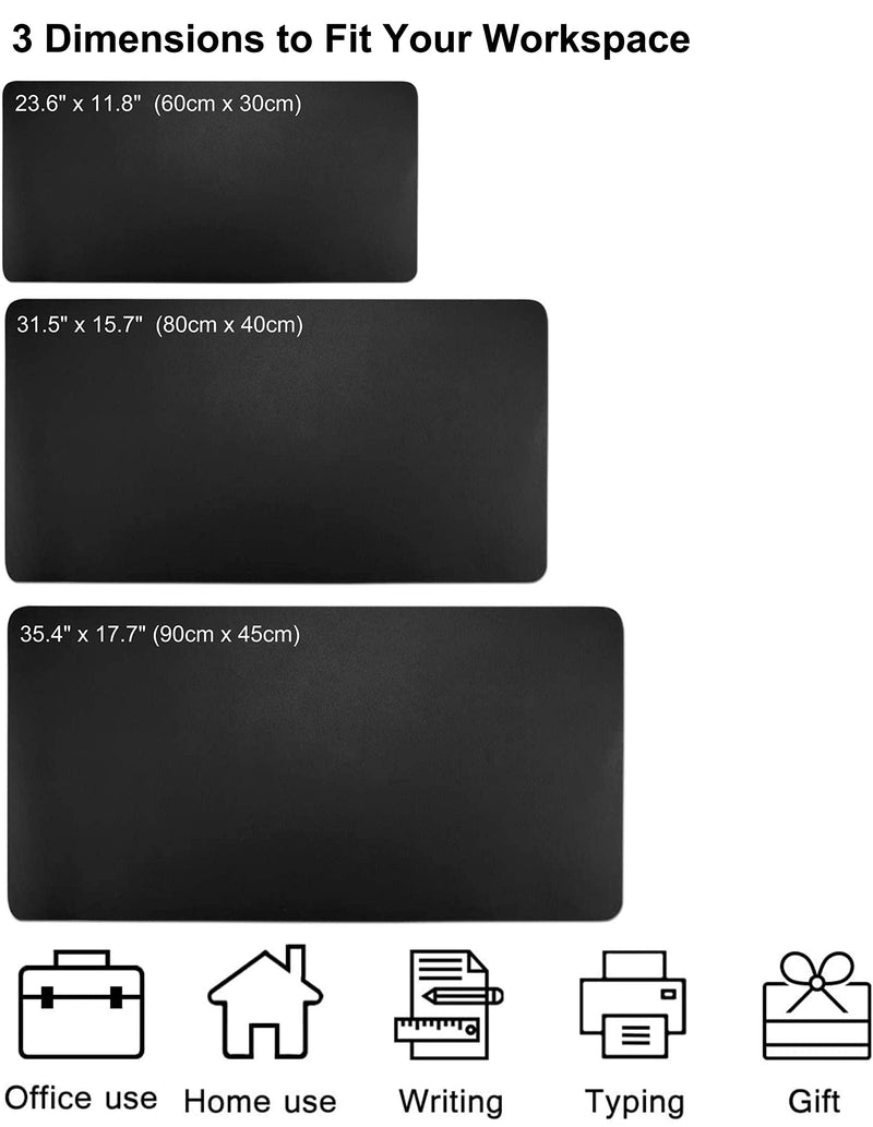 [Australia - AusPower] - SUJAYU Mouse Pad, 23.6" x 11.8" Large Mouse Pad Desk Pad Laptop Pad, Desk Mat Desk Accessories Workspace Organizers Office Decor, Waterproof Desk Writing Pad for Office Home (Black) 23.6" x 11.8" Black 