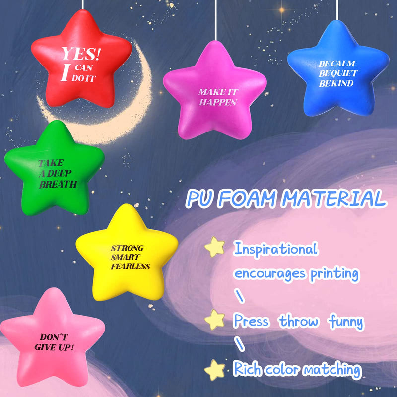 [Australia - AusPower] - 30 Pcs Stress Relief Ball with Quotes Small Stress Balls Motivational Stress Balls for Adults Star Stress Balls Star Shape Sports Balls for Women Men Relieve Anxiety Party Supplies 