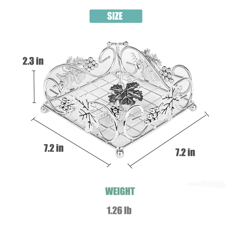 [Australia - AusPower] - Flat Napkin Holder with Weighted Arm for Kitchen and Table, Heavy Duty Tissue Dispenser for Kitchen Dining Tabletop Restaurant Picnic Indoor Outdoor (Silver) Silver 