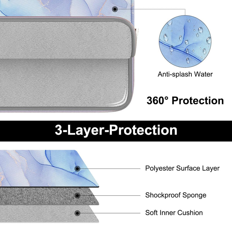 [Australia - AusPower] - ARVOK 15 15.6 16 inch Laptop Sleeve for MacBook Pro 15 inch/MacBook Pro 16 inch Water-Resistant Laptop Case Notebook Computer/Tablet Pouch Cover for HP/Dell/Lenovo/Asus/Acer/Samsung with Extra Bag 15-15.6 inch Blue Ink Painting 