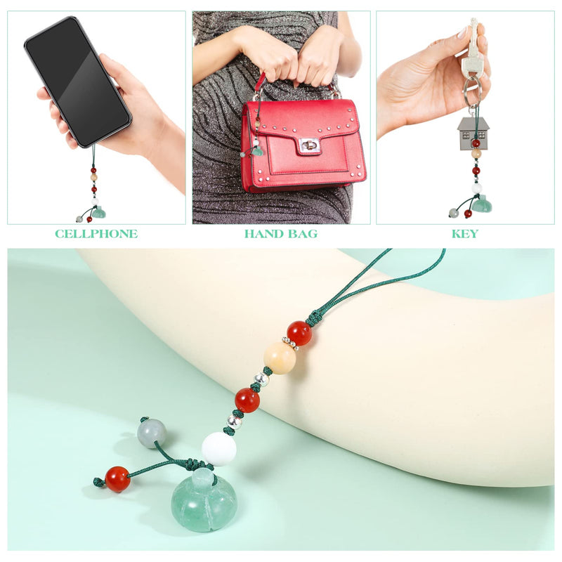 [Australia - AusPower] - Hemobllo Cell Phone Strap Jade Phone Charm Key Agate Chain Car Key Hanging Pendants Decor for Car Phone Fan Clothing Decor Green 
