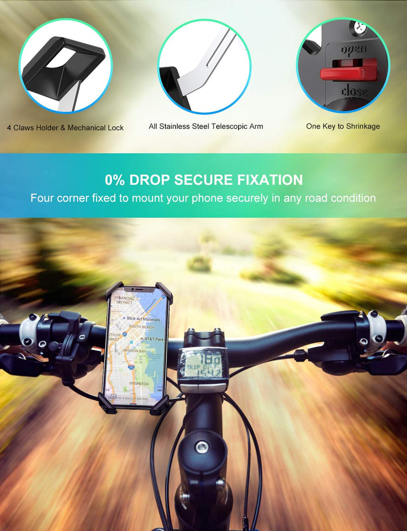 [Australia - AusPower] - Bike Phone Mount - RYYMX Bicycle Phone Holder : 360° Rotation Adjustable Motorcycle Phone Mount for iPhone Xs Max XR X 8 7 6 Plus, Galaxy S10+ S9 S8, Note 10 9 8, GPS, 4-7 inches Android Cell Phones 
