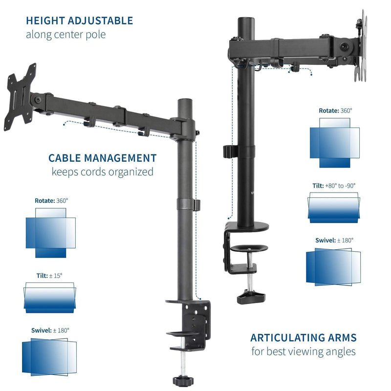 [Australia - AusPower] - VIVO Single and Dual LCD Monitor Desk Mount Kit for Triple Screen Display, Heavy Duty Fully Adjustable, Fits 3 Screens up to 27 Inches (Bundle) 