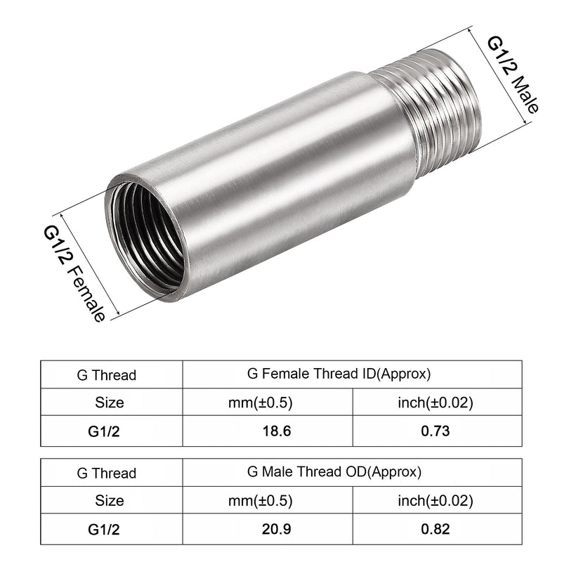 [Australia - AusPower] - uxcell Shower Head Extension Arm Stainless Steel 1/2PT Male to 1/2PT Female Thread 70mm Length Cast Pipe Fitting Coupler 