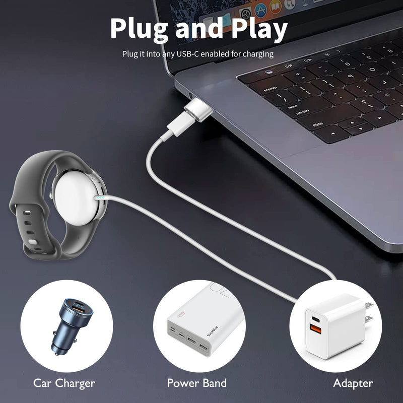 [Australia - AusPower] - for Google Pixel Watch Charger, Lnauy Replacement USB-C Charger Stand Compatible with Google Pixel Watch Magnetic Portable Charging Cable Power (White) White 