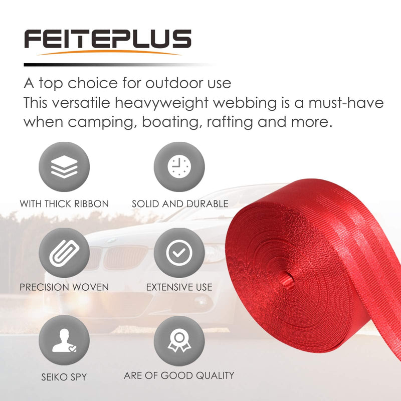 [Australia - AusPower] - 2 Inch Polypropylene Heavy Duty Webbing Strap, Come with Red Thread and Fastening Clip, 10 Yards 