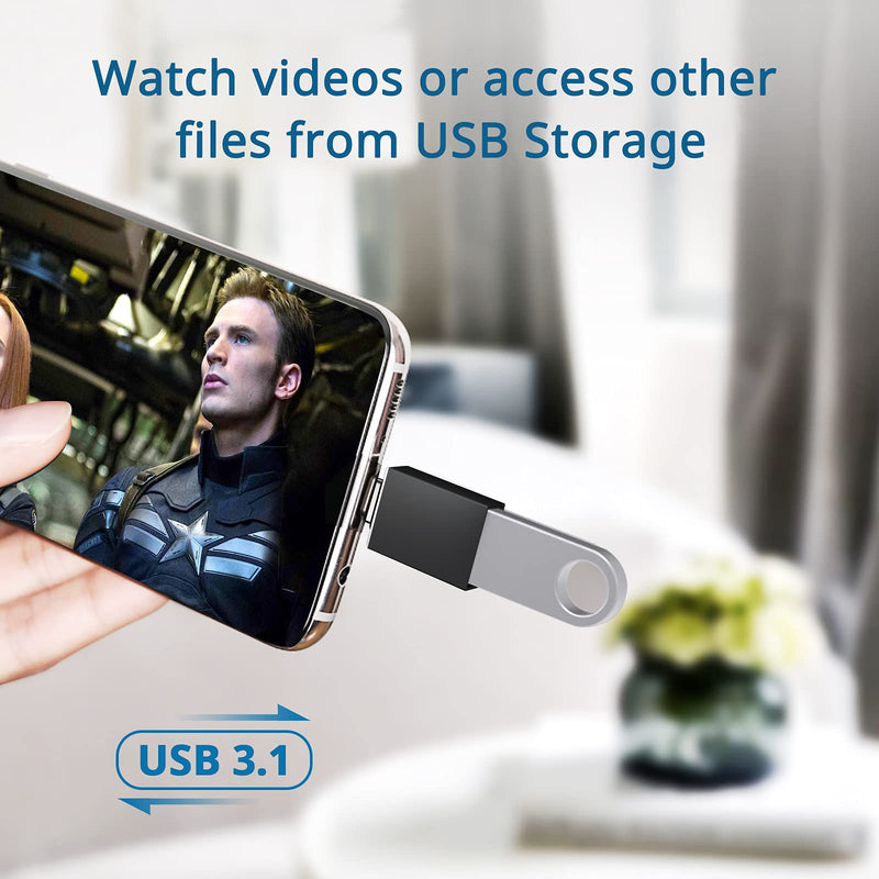 [Australia - AusPower] - USB C to USB Adapter (2 Pack) USB C Male to USB 3.1 Female Adapter High-Speed Data Transfer Compatible with iMac 2021 iPad Pro,MacBook Air 2020,iPad Pro 2020 and More Type-C Devices black 