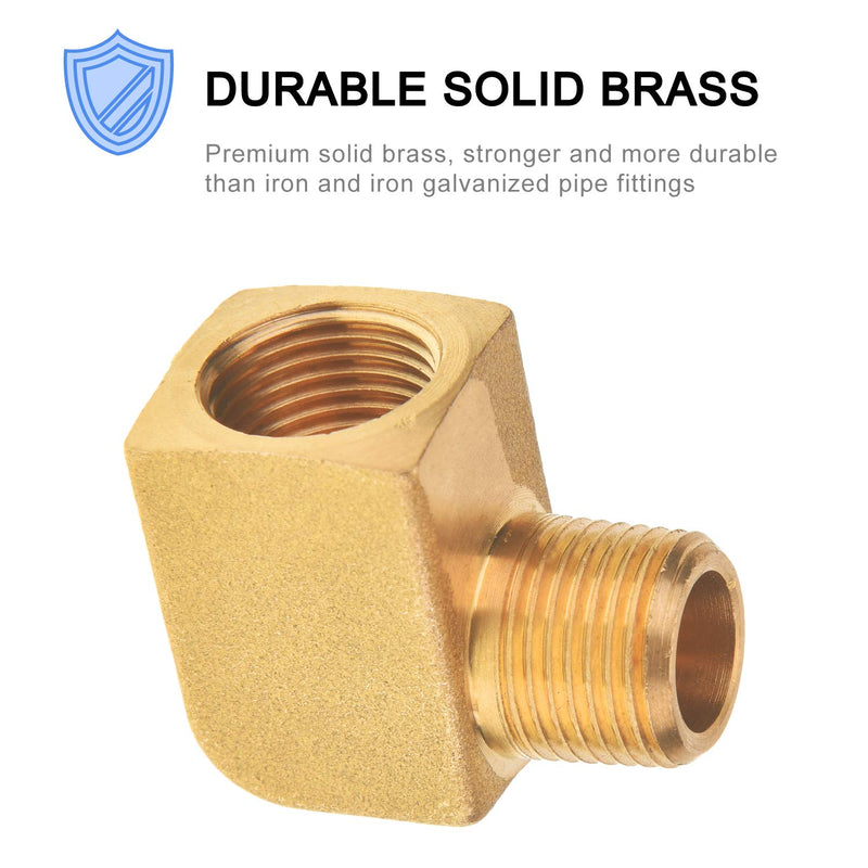 [Australia - AusPower] - SUNGATOR 4-Pack Brass Pipe Fitting, 90 Degree Barstock Street Elbow, 3/8" Male Pipe x 3/8" Female Pipe 