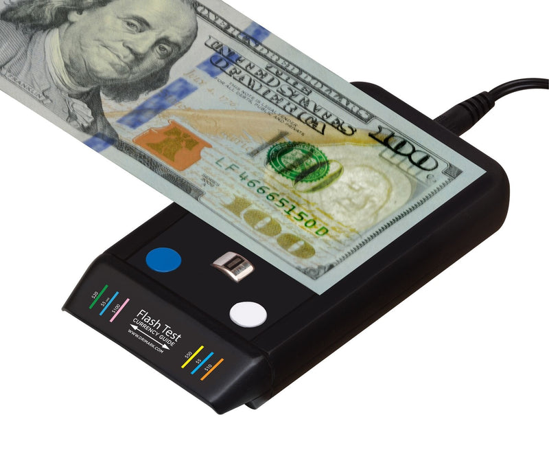 [Australia - AusPower] - Dri Mark Flash Test Counterfeit Bill Detector, 3 Easy Tests in One Small Device, Watermark, Ink, Security Strip, Fast and Accurate Money Checker, Fake Currency Detection Machine, Maintenance Free 