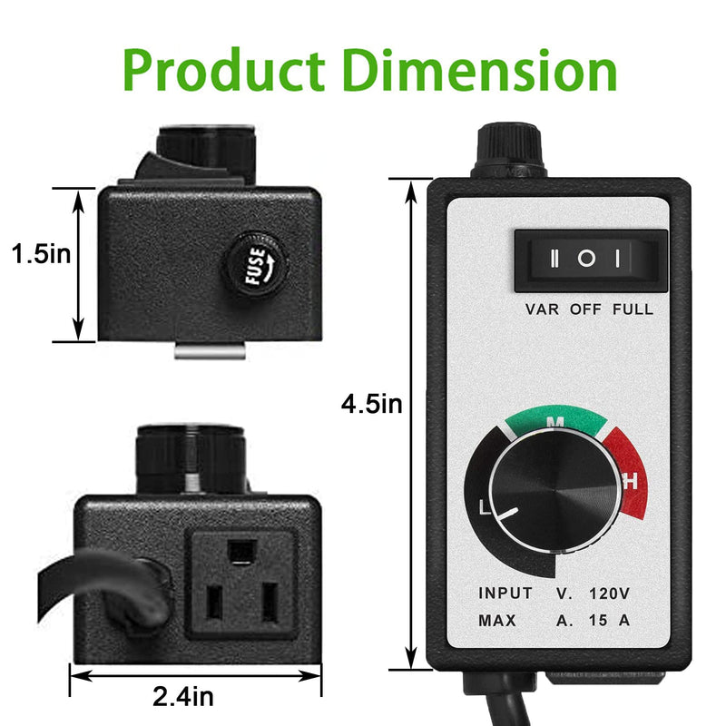 [Australia - AusPower] - ALL-CARB Router Fan Electric Motor Rheostat Variable Speed Controller AC 1500W / 120V / 15A 