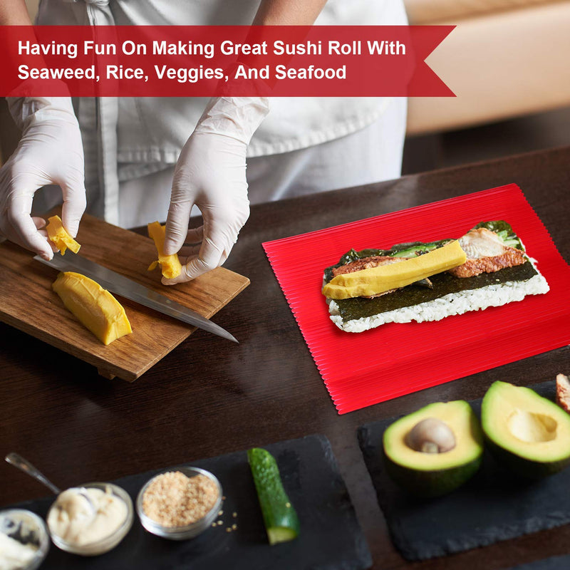 [Australia - AusPower] - 3 Pieces Kitchen Sushi Rolling Mat Non Stick Sushi Making Kit Japanese Plastic Sushi Rolling Maker Homemade for Home Kitchen DIY Sushi Plate Mat 