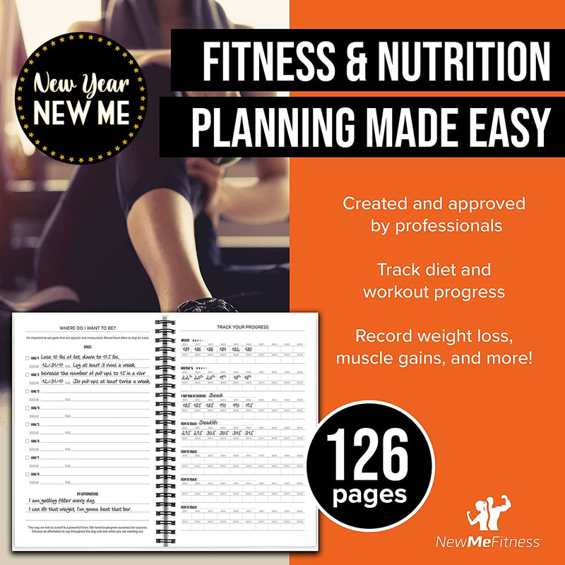 [Australia - AusPower] - NewMe Fitness Journal for Women & Men - Fitness and Nutrition Planner to Track Weight Loss, Muscle Gain, Gym, Bodybuilding Progress - Daily Personal Health Tracker Fitness + Nutrition 