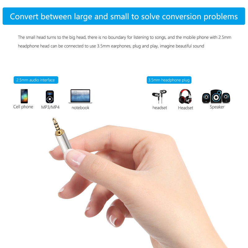 [Australia - AusPower] - Pasow 3.5mm Male to 2.5mm Female/2.5mm Male to 3.5mm Female Stereo Audio Adapter Headset Converter Connector for Smartphones, Headphone, Mic, Tablets (2 Pack) 