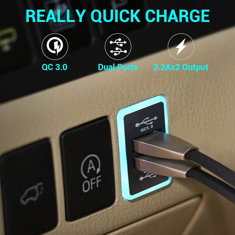 [Australia - AusPower] - Disscool Toyota QC3.0 USB C Power Socket, 3.2A Quick Charge Car Charger USB Adapter with Blue LED Output PD for Smartphone/iPad/PDA 