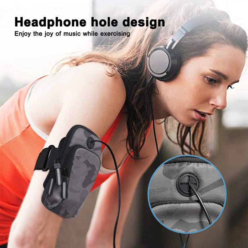 [Australia - AusPower] - Elitezip Sports Armband Running Arm Bag, Adjustable Arm Cell Phone Holder with Earphone Hole, Suitable for 5.0-7.0 inch Mobile Phone 