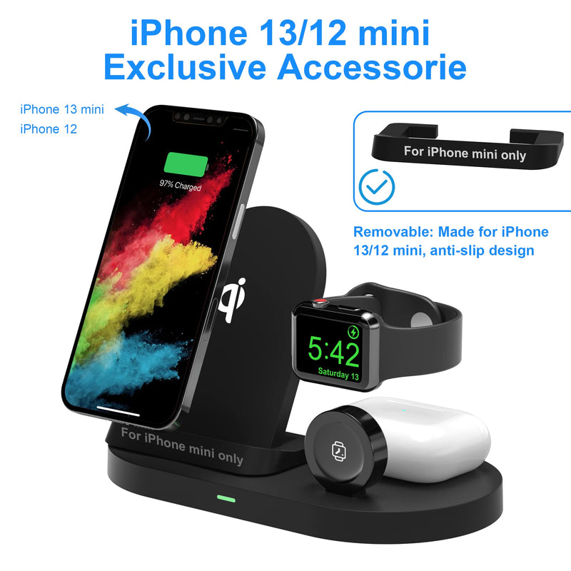 [Australia - AusPower] - 3 in 1 Wireless Charging Station DINTO Foldable Wireless Charging Dock for Apple Watch SE Series Airpods Pro, Cell Phone Wireless Charging Charger Stand Pad for iPhone 13/12 Pro Max/11 Series/XS/XR Black 