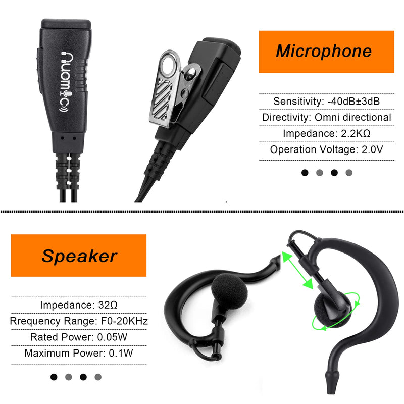 [Australia - AusPower] - NUOMIC Walkie Talkie Headset with Microphone 1 Pin 2.5mm G-Shape Earpiece for Motorola Talkabout Two Way Radio (2 Pack) 
