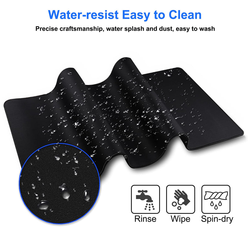 [Australia - AusPower] - Gaming Mouse Pad,Hosimoln Large Mouse Pad Size 27.5x11.8 Thickness 0.12 inches,Premium-Textured Non-Slip & Waterproof Computer Mousepad with Stitched Edges for Gaming, Office & Home-70x30 Black 70x30 Black 