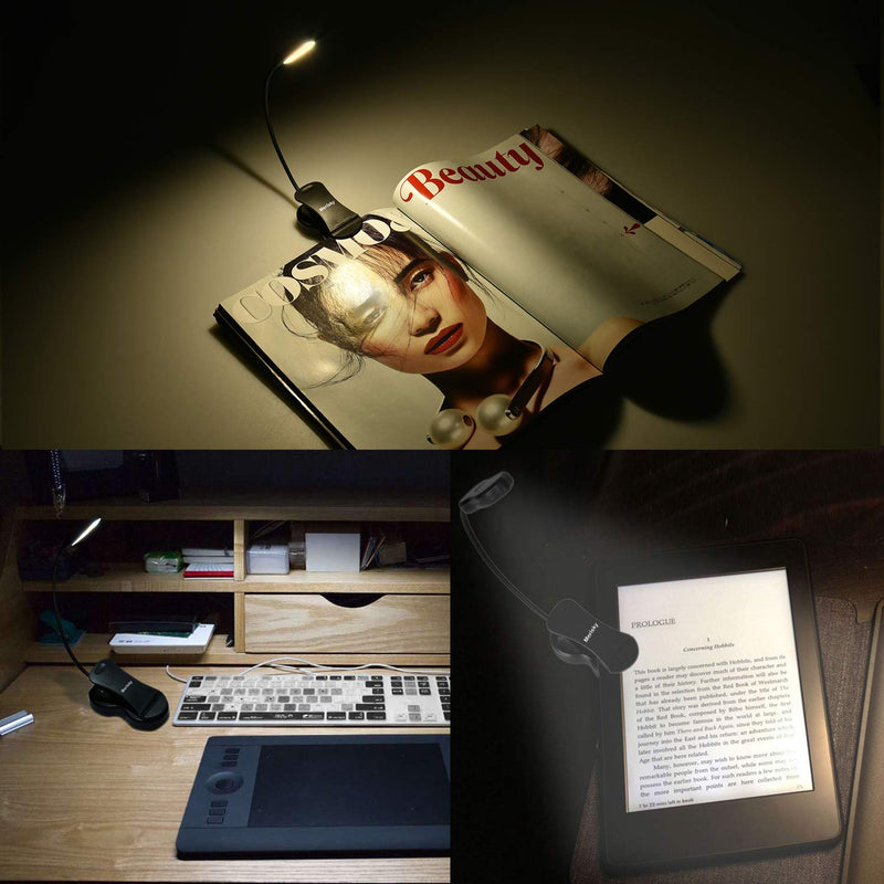 [Australia - AusPower] - Rechargeable Book Light, Merisky LED Clip on Reading Light for Book in Bed, 3 Color × 3 Brightness, Up to 60 Hours Eye Care Reading, Warm & White, Perfect for Kids, Bed Headboard & Travel 