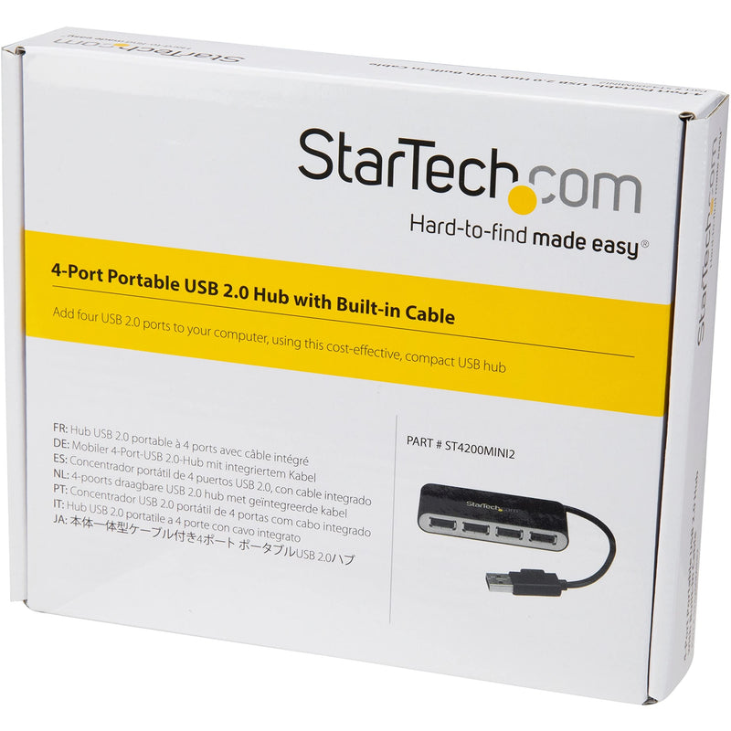 [Australia - AusPower] - StarTech.com 4 Port USB 2.0 Hub - USB Bus Powered - Portable Multi Port USB 2.0 Splitter and Expander Hub - Small Travel USB Hub (ST4200MINI2) 