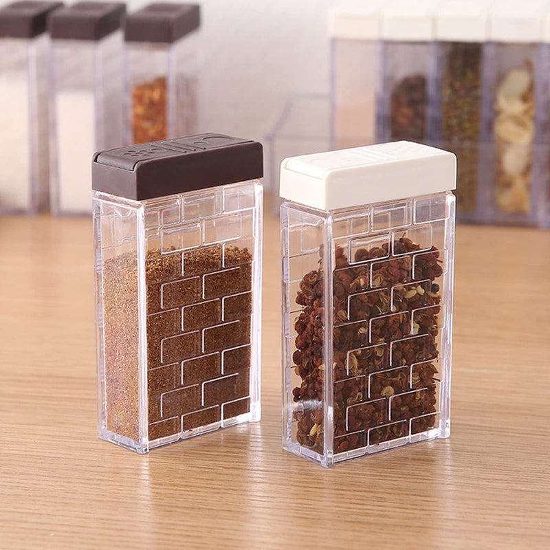 [Australia - AusPower] - Jucaifu 6 Pcs Spice Shaker Jars, Salt and Pepper Shakers, Plastic Spice Dispenser, Salt Shakers, Seasoning Shaker Box, Condiment Set, spice containers (White) White 
