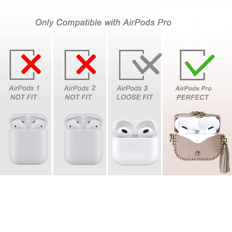 [Australia - AusPower] - Secbolt Leather Case Compatible with Airpods Pro Case Cover for Women, Tan, Protective Cover Skin with Strap Compatible with Apple AirPods Pro 2019 