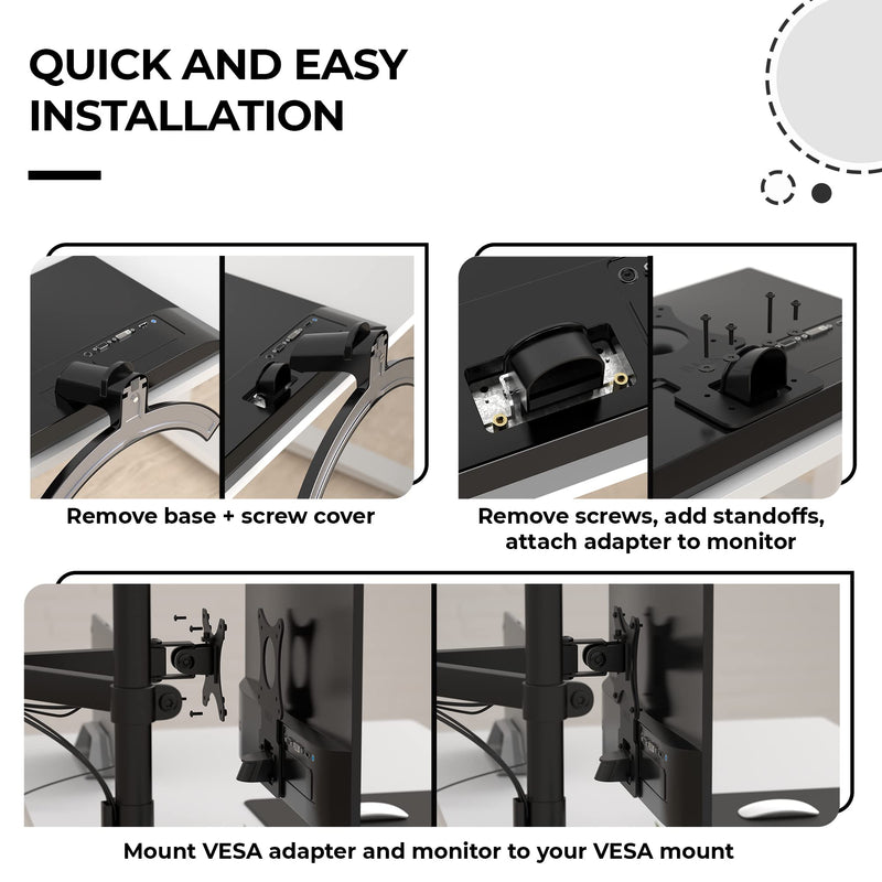 [Australia - AusPower] - HumanCentric VESA Mount Adapter for LG Monitors 24MP58VQ, 24MP58VQ-P, 24MP59HT, 24MP59HT-P, and 24MP60VQ, VESA Adapter Bracket Mounts Monitor to VESA Stand, Arm or Desk Mount with 75x75 or 100x100 mm 