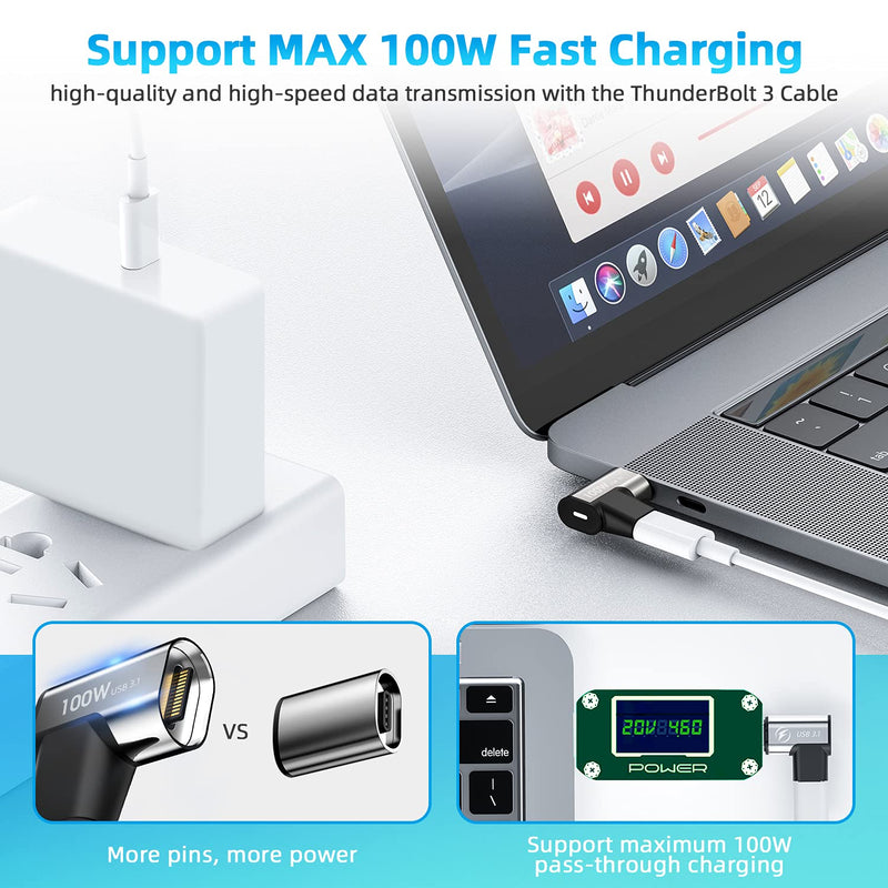 [Australia - AusPower] - USB C Magnetic Adapter, [2 Pack] FONKEN 24Pins Magnetic USB C Adapter Connector PD 100W Quick Charge USB 3.1 10Gbps Data Transfer, 4K@60Hz Video Output for Thunderbolt 3, MacBook Pro/Air USB-C Laptop 