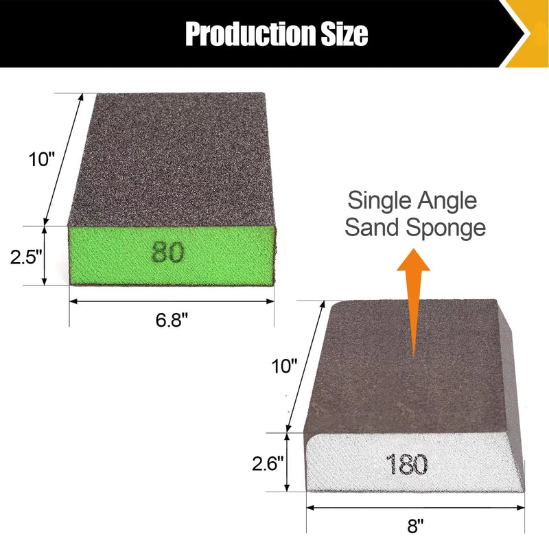 [Australia - AusPower] - BOSHCRAFT 10 Pack Sanding Sponge, Washable and Reusable Sanding Block for Wood Drywall Metal Glasses Coarse/Medium/Fine/Superfine in 60/80/120/220 Grit Sandpaper Block Sand Paper Brick (3.9'' × 2.8'') 