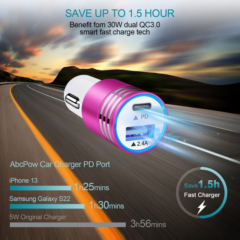 [Australia - AusPower] - USB C Fast Car Charger Compatible for iPhone 13 12 Pro Max/Mini,iPhone SE 2020/11/XS/XR/X/8,Samsung Galaxy S21/S21+ Ultra/S20+/S20 Ultra/Note 20,30W Power Delivery 3.0,Cigarette Lighter PD Car Adapter Red 