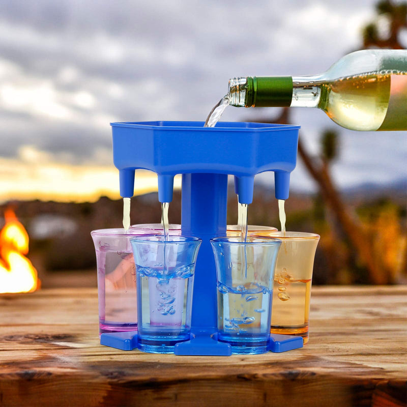 [Australia - AusPower] - 6 Shot Glass Dispenser, Drink Dispenser and Holder with Stoppers, Beverage Dispenser for Filling Liquids Cocktail Liquor Carrier Gifts Bar Shot Dispenser for Parties 
