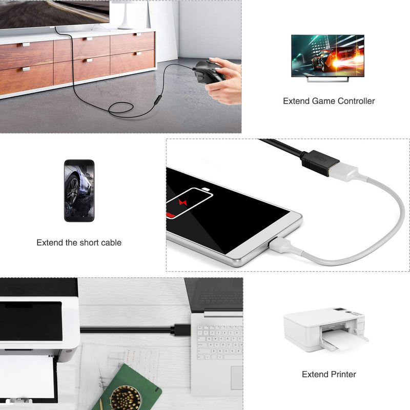 [Australia - AusPower] - USB 3.0 Extension Cable 20 ft, VCZHS USB 3.0 Extension Cable - A-Male to A-Female for USB Flash Drive, Card Reader, Hard Drive, Keyboard,Mouse,Playstation, Xbox, Printer, Camera 20ft Black 