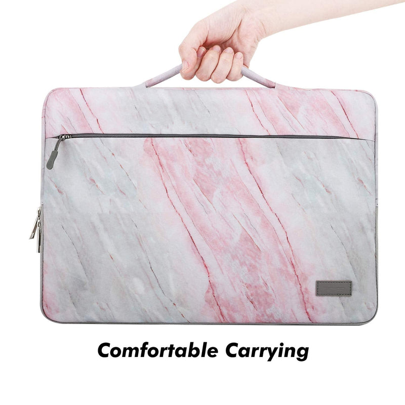 [Australia - AusPower] - MoKo 15.6 Inch Laptop Sleeve Fits MacBook Pro M1 Pro/M1 Max 14.2 2021 MacBook Pro 16”, MacBook Pro 15.4", Surface Book 15”, Ultrabook Carrying Bag for 15.6" Dell HP Acer Chromebook,Pink Gray Marble Pink Gray Marble 