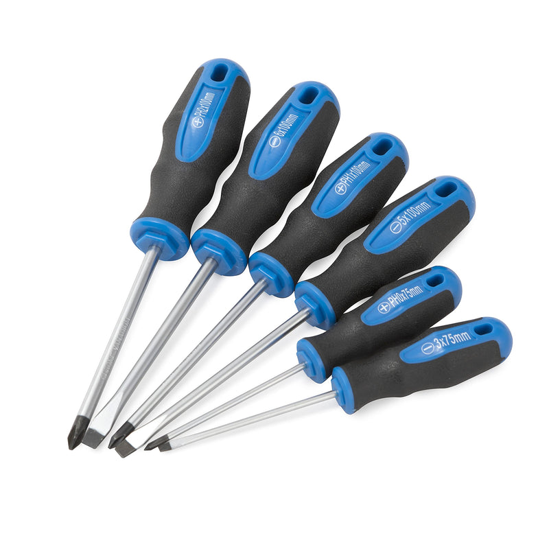 [Australia - AusPower] - 6PCS Magnetic Tip Screwdriver Set, 3 Phillips and 3 Flat, Professional Cushion Grip | 6-Piece Hand Tools Set 6pc_black tip_matt 