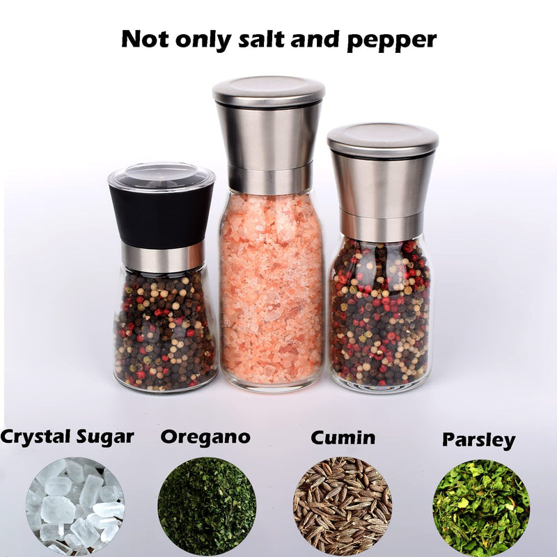[Australia - AusPower] - ErrandsHelper Salt and Pepper Grinder Set Adjustable Coarseness and Refillable (2.5 inches x 5.1 inches) 2.5" x 5.1" 