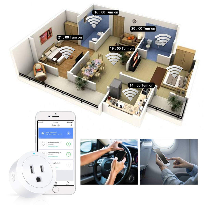 [Australia - AusPower] - Smart Plug Amysen - A Certified & Alexa, Echo & Google Home – Only WiFi 2.4G (4- Pack) D LED WHITE 