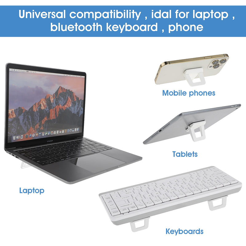 [Australia - AusPower] - 2PCS Mini Portable Laptop Stand, Self-Adhesive Keyboard Riser Invisible Computer Keyboard Stand for Desktop, Foldable Laptop Feet Compatible with MacBook Pro/Air, Lenovo, 10-18inch Laptop (White) White 