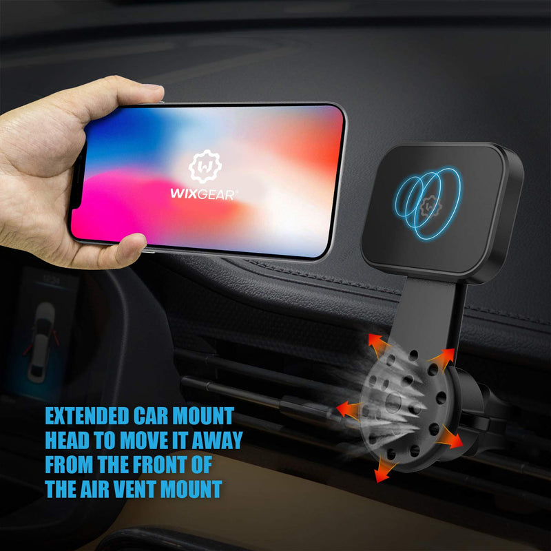 [Australia - AusPower] - Magnetic Mount, WixGear Universal Air Vent Twist Hole Magnetic Phone Holder for Car, for All Cell Phones with Fast Swift-Snap Technology, Will Not Block Air Vent Flow - for Horizontal Vent 