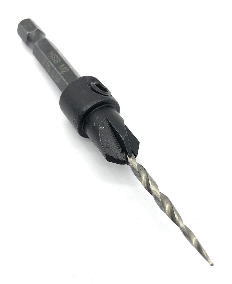 [Australia - AusPower] - FTG USA Maximum Torque #4 (7/64") Adjustable Wood Countersink - Woodworking Tapered HSS Drill Bit Secured with Pin w/o Depth Stop 