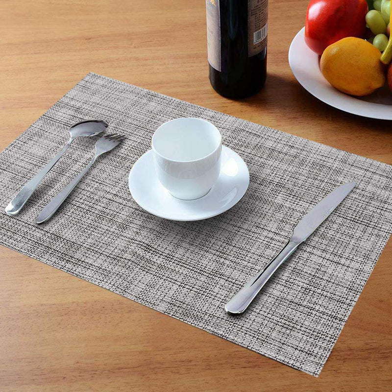 [Australia - AusPower] - homEdge PVC Placemat, 4 PCS of Non-Slip Heat Resistant Place Mats, Washable Vinyl Placemats, Set of 4 – Gray 