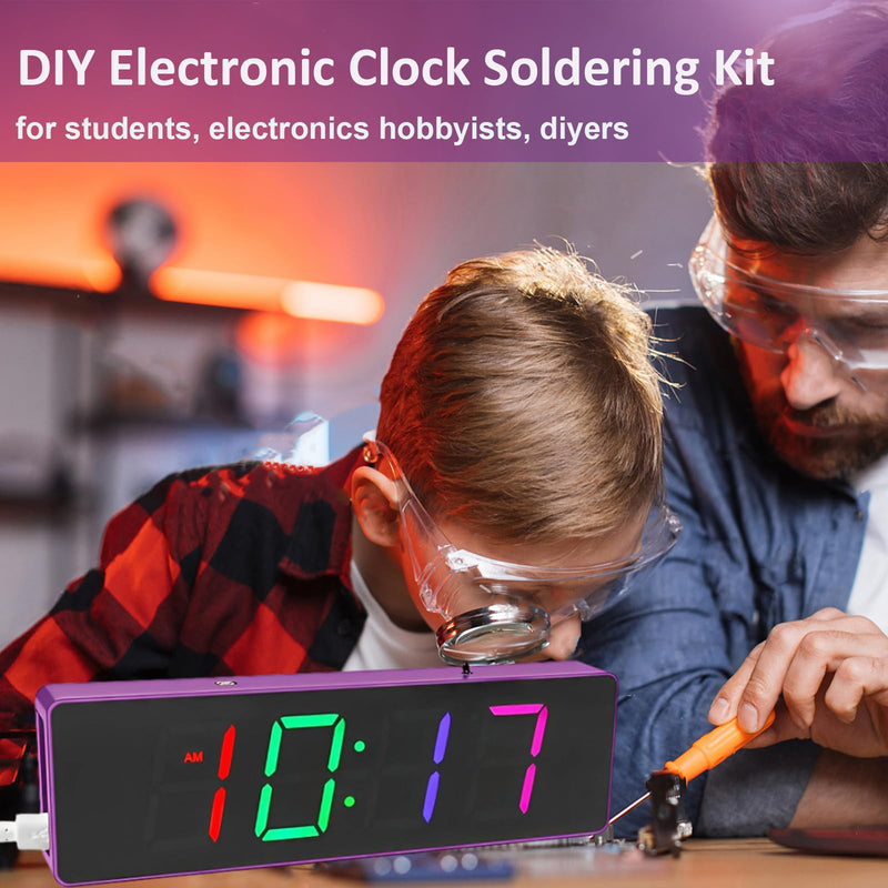 [Australia - AusPower] - GeekLJT DIY RGB Clock Soldering Kit, Colorful 4-Digit Digital Clock Kit, DIY Soldering Project, DIY Electronic Alarm Clock Kit for Students and Beginners Learning Electronics and Practicing Soldering 