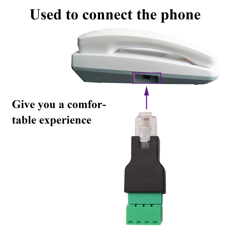 [Australia - AusPower] - AAOTOKK RJ11 Screw Terminal RJ11 4P 4C Male to 4Pin Female Bolt Screw Type terminals Plug for Telephone,CCTV wiring Coupler (2 Pack) 