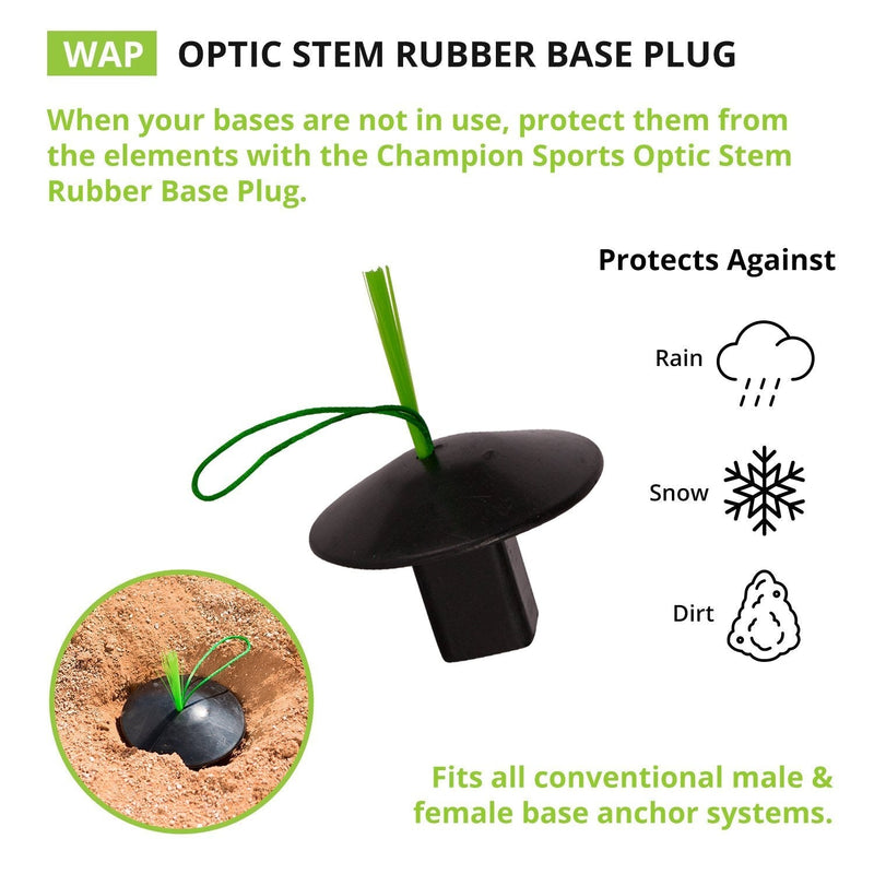 [Australia - AusPower] - Champion Sports Black Rubber Baseball Anchor Plug Base Plug with Easy View Optic Stem and Rope 