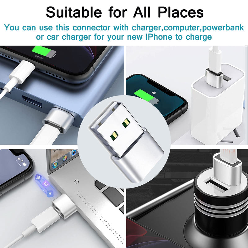 [Australia - AusPower] - USB C Female to USB Male Adapter 3 Pack,ROSYCLO Type C to USB A Charger Cable Adapter OTG Connector Converter Compatible iPhone 11 12 Pro,iPad,Samsung Galaxy Note 10 S20 Plus,Google Pixel 5 4(Silver) 