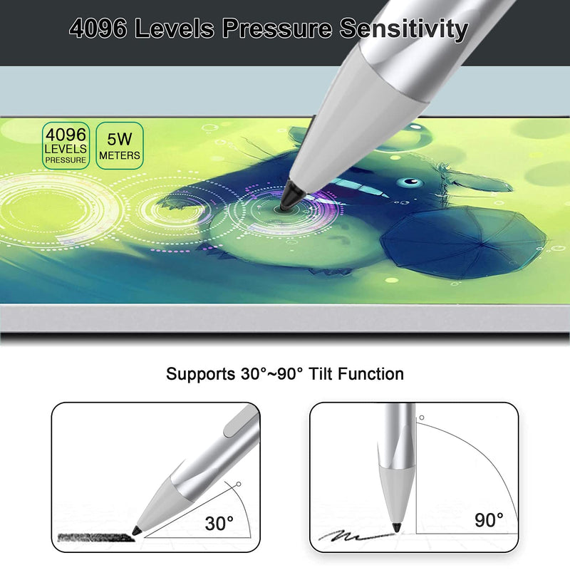 [Australia - AusPower] - Rechargeable Active Smart Digital Stylus Pen Editor Palm Rejection 4096 Pressure Sensitivity Touchscreen Pens for Surface Pro 3 / 4 / 5 / 6 / 7 / x, Surface Go / Go 2, Surface Laptop / Book / Studio 