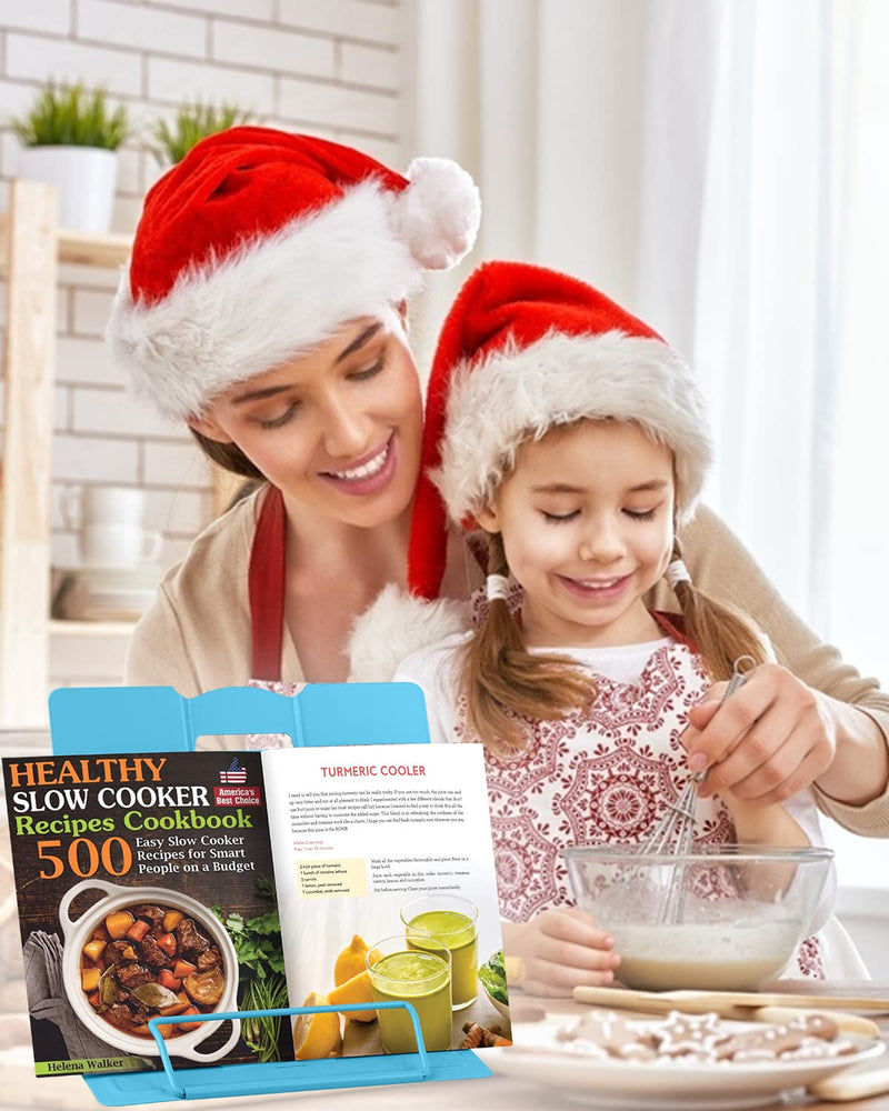[Australia - AusPower] - MSDADA Book Stand Metal Reading Rest Book Holder Adjustable Cookbook Documents Holder Portable Sturdy Bookstands for Recipes Textbooks Tablet Music Books with Page Clips (Sky Blue) Sky Blue 