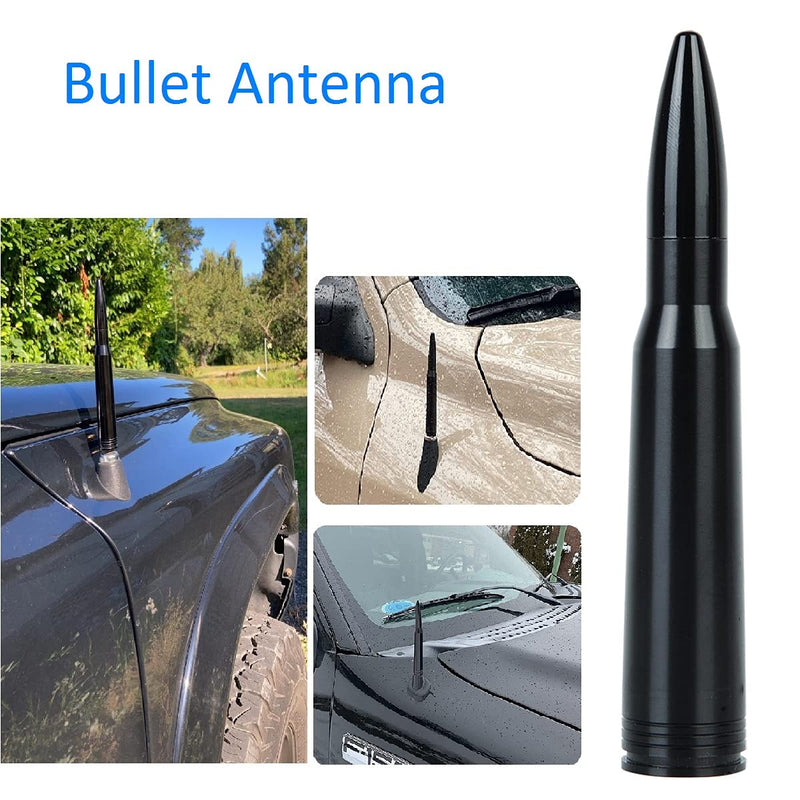 [Australia - AusPower] - Bullet Antenna Car Vehicle Truck Replacement Antenna Compatible with Ford F150 F250 F350 Super Duty Raptor Dodge RAM 1500 2500 3500 (Black and Red Bullet Antenna) Black and Red bullet antenna 