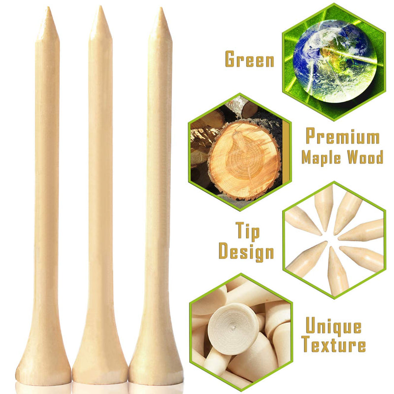 [Australia - AusPower] - Dsenfurn 250 Pack Professional Bamboo Golf Tees 2-3/4 Inch - Stronger Than Wooden Golf Tees Biodegradable & Less Friction 